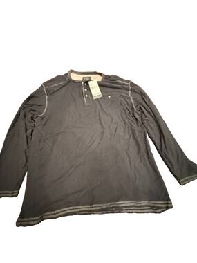 Modern Culture Mens 4XL Black Henley Long Sleeve Shirt NWT Contrast Stitching